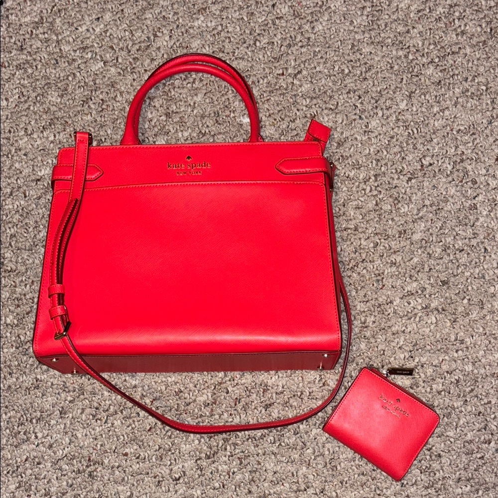 Kate Spade Red Handbag and Wallet Set